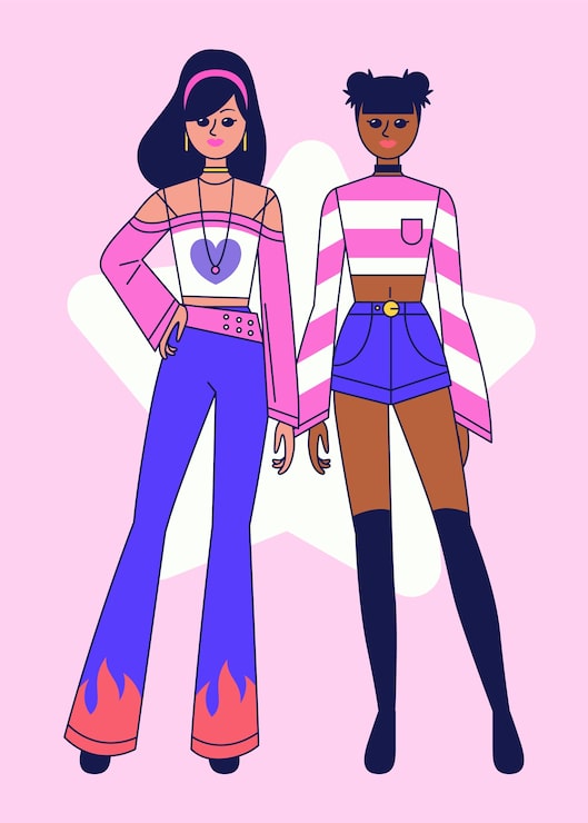 Vector gratuito dibujado a mano ilustración de chicas y2k