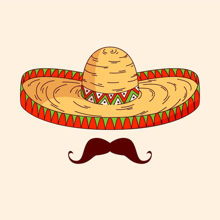 Vector gratuito dibujado a mano ilustración de dibujos animados de sombrero mexicano