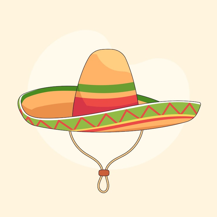 Vector gratuito dibujado a mano ilustración de dibujos animados de sombrero mexicano