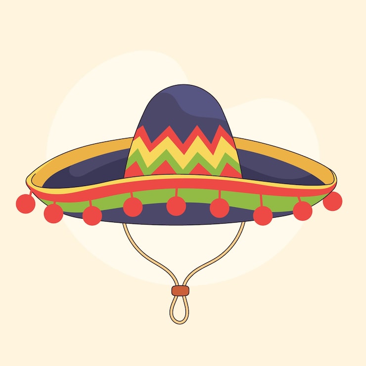 Vector gratuito dibujado a mano ilustración de dibujos animados de sombrero mexicano