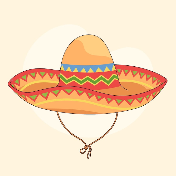 Vector gratuito dibujado a mano ilustración de dibujos animados de sombrero mexicano