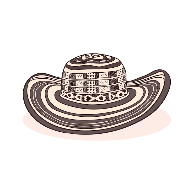 Vector gratuito dibujado a mano ilustración de imágenes prediseñadas de sombrero colombiano