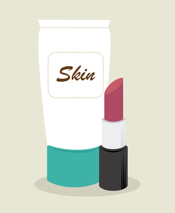 Vector gratuito diseño de cosméticos sobre ilustración beige.