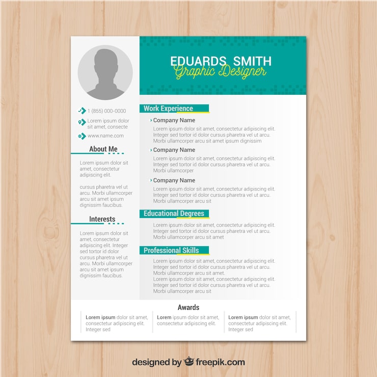 Vector gratuito diseño de curriculum verde y blanco