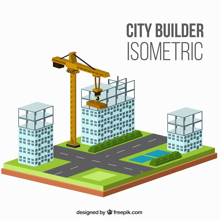Vector gratuito diseño isométrico de construcción