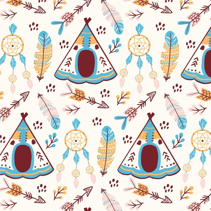Vector gratuito diseño de patrón boho dibujado a mano