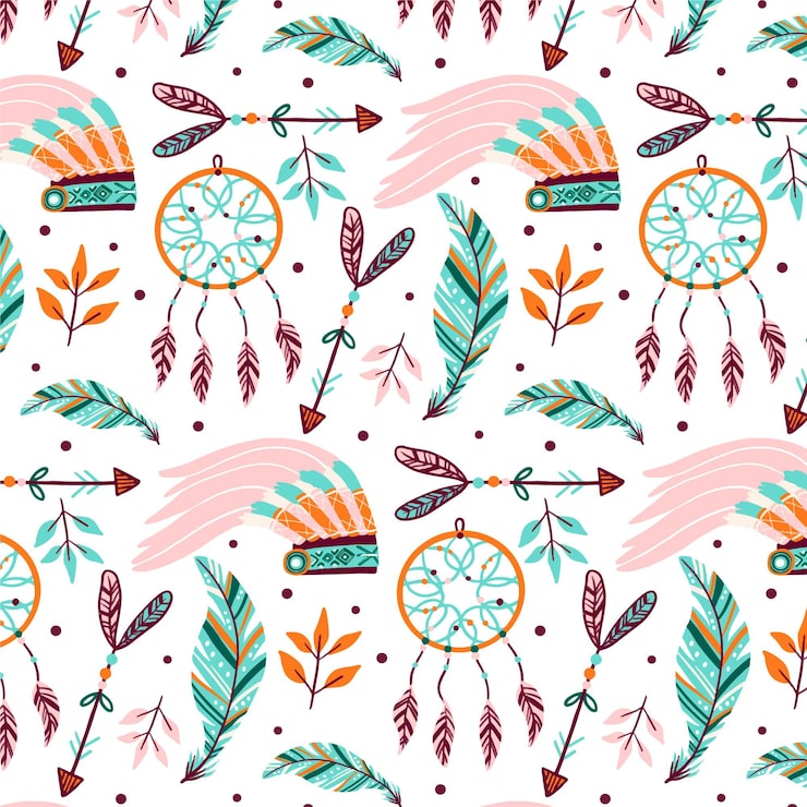 Vector gratuito diseño de patrón boho dibujado a mano