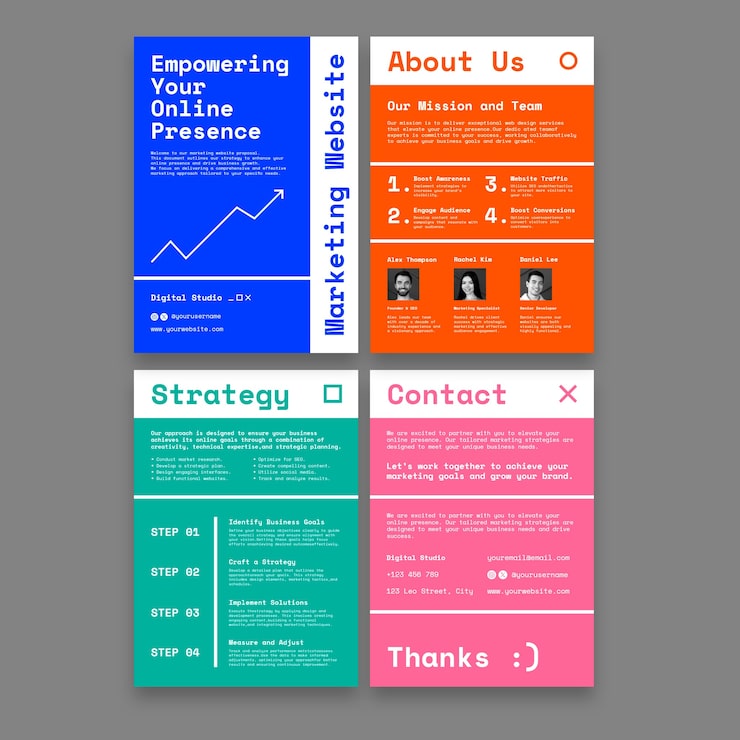 Vector gratuito diseño de plantillas de propuestas de diseño de sitios web