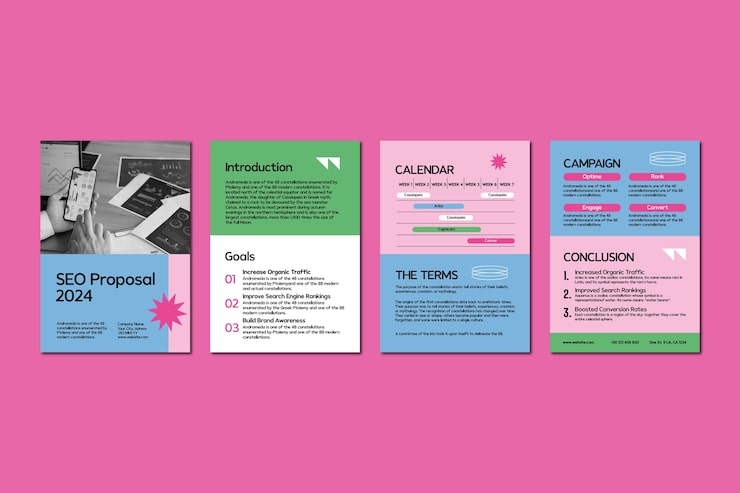 Vector gratuito diseño de plantillas de propuestas de seo