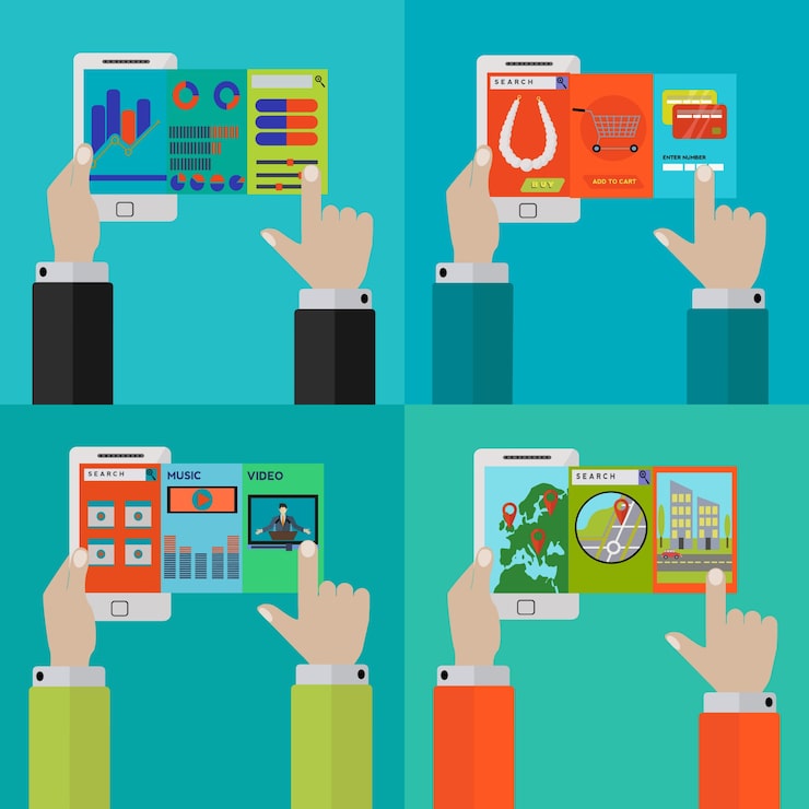 Vector gratuito diseño de usos del teléfono móvil