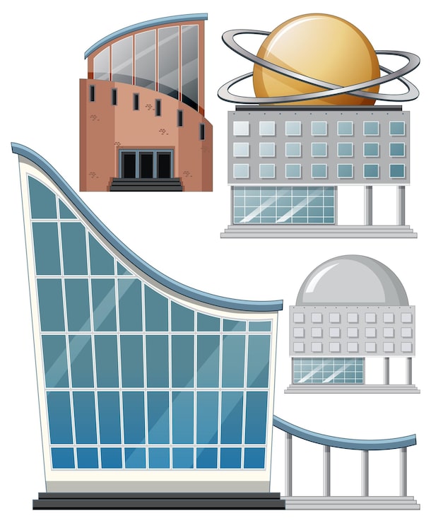 Vector gratuito diseños arquitectónicos modernos de edificios