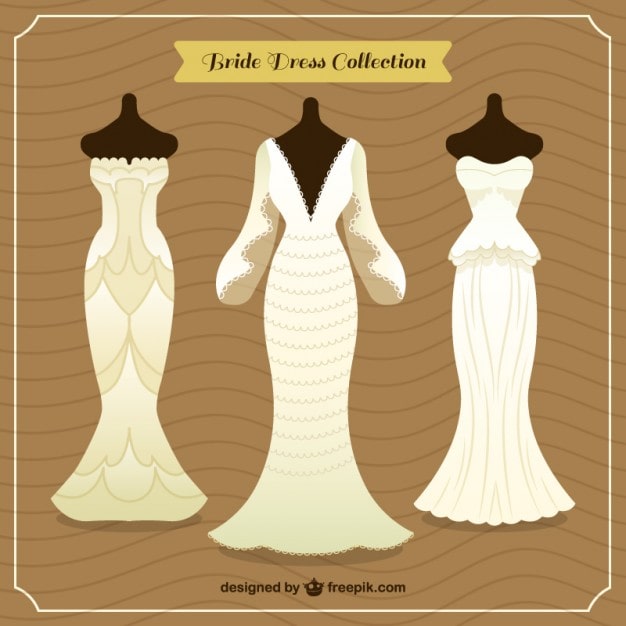 Vector gratuito diseños planos de colección de vestidos de novia