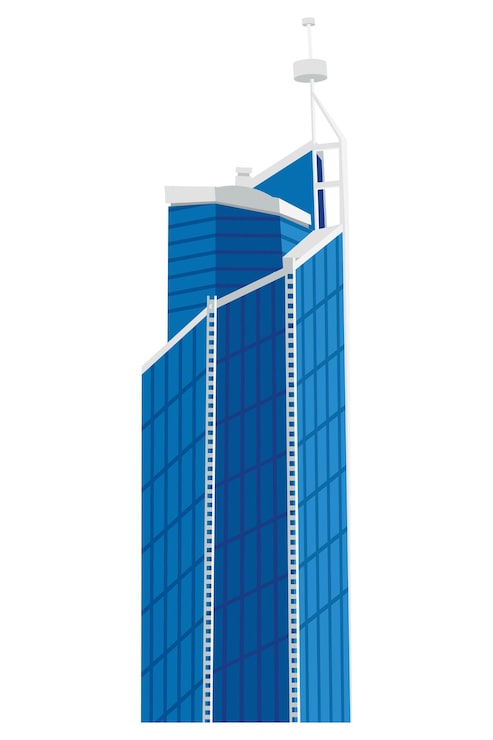Vector gratuito edificio central del rascacielos