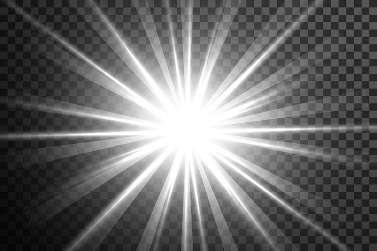 Vector gratuito efecto de explosión de rayos de luz estelar brillante y transparente