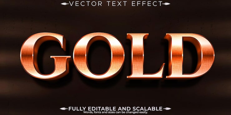 Vector gratuito efecto de texto dorado, estilo de texto metálico y de lujo editable.