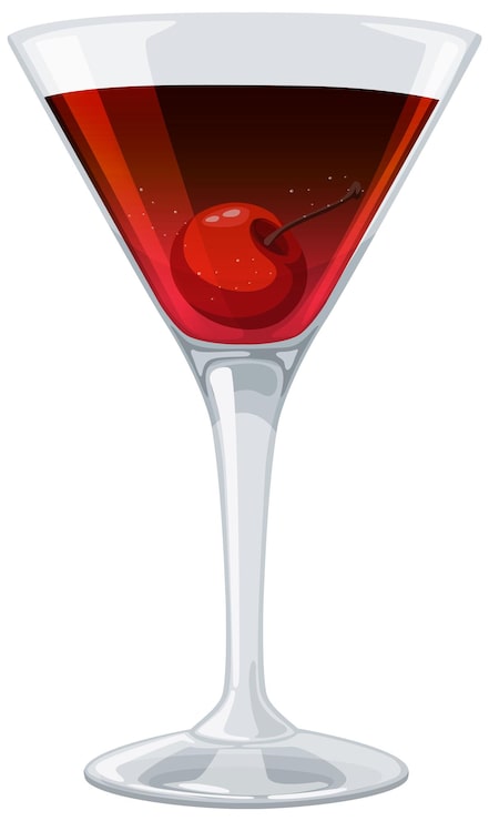Vector gratuito elegante cóctel con guarnición de cerezas