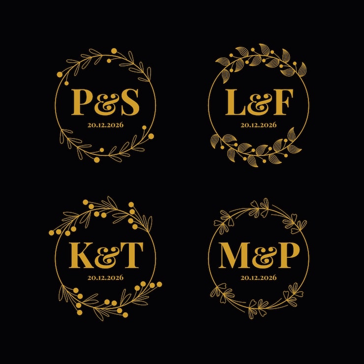 Vector gratuito elegante paquete de monogramas de boda