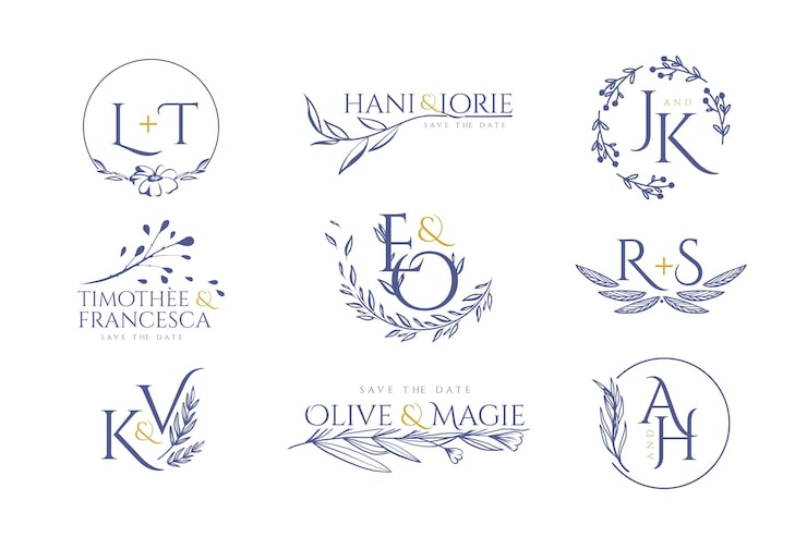 Vector gratuito elegantes monogramas de boda