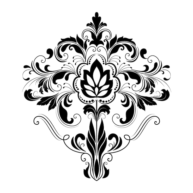 Vector gratuito elemento de damasco. ilustración central de damasco aislado.