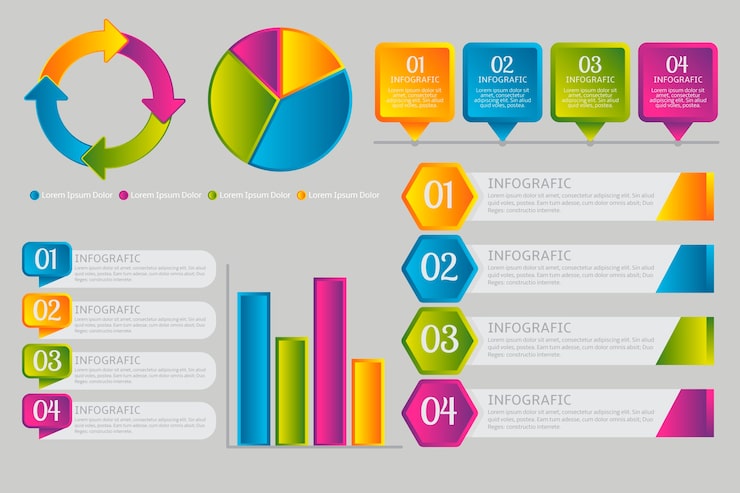 Vector gratuito elementos de infografía en estilo degradado