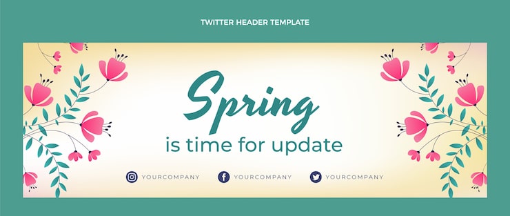 Vector gratuito encabezado de twitter de primavera degradado