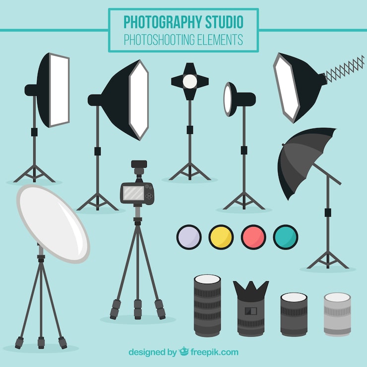 Vector gratuito equipamiento de fotografía