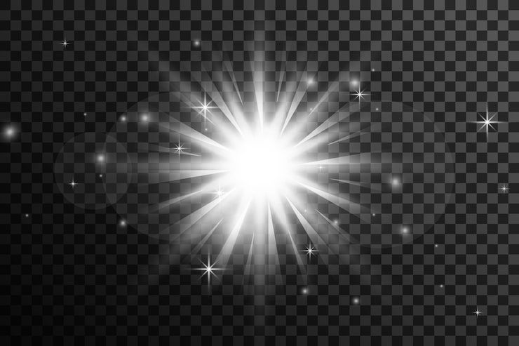 Vector gratuito estallido de luz estelar brillante transparente con efecto de brillo