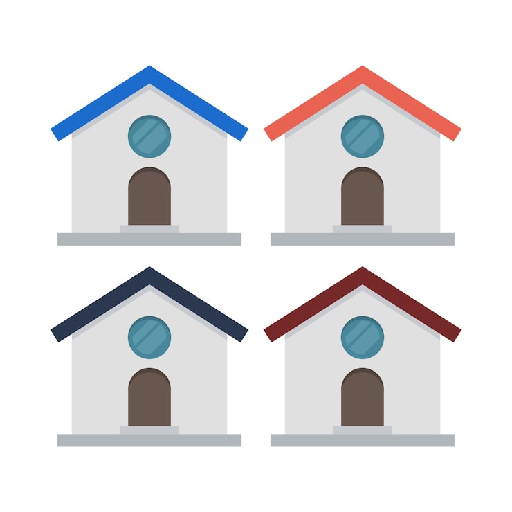 Vector gratuito estilo de casa plana conjunto de cuatro
