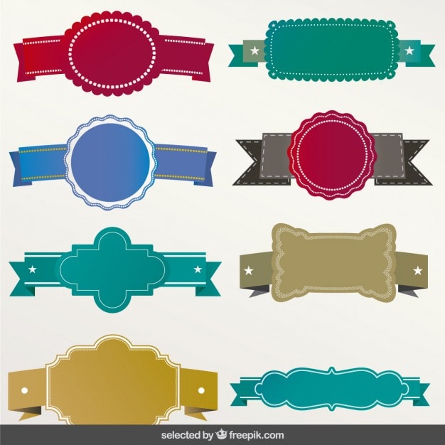 Vector gratuito etiquetas de colores con cintas