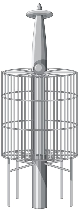 Vector gratuito experimento de bobina tesla sobre fondo blanco.