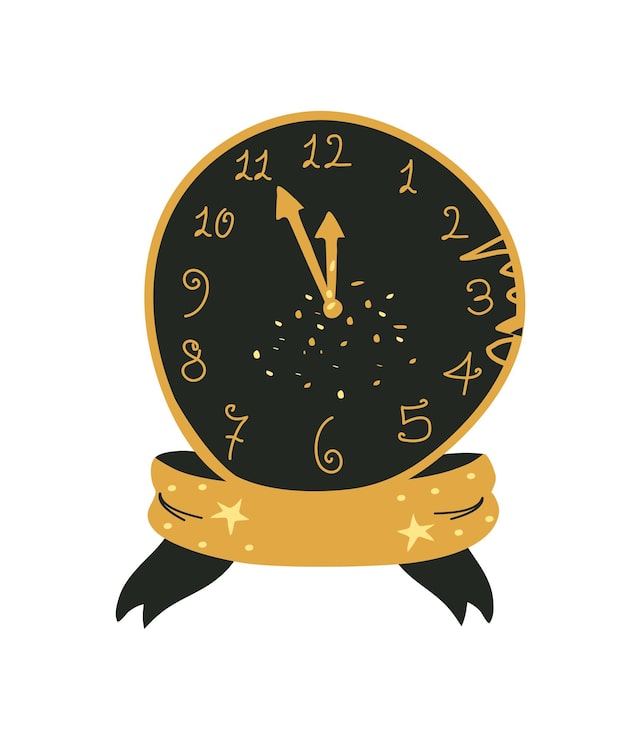 Vector gratuito feliz año nuevo reloj ilustración aislada