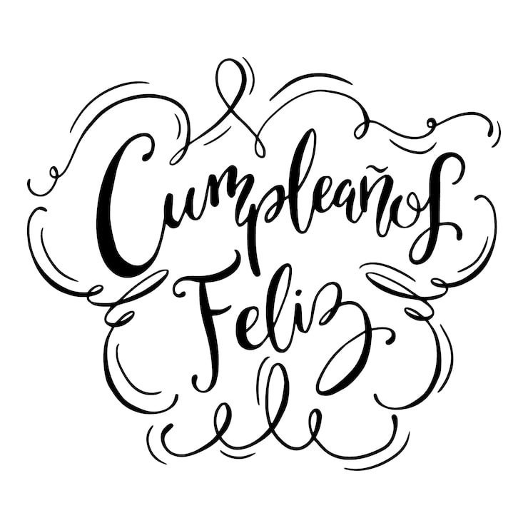 Vector gratuito feliz cumpleaños en español letras en blanco y negro