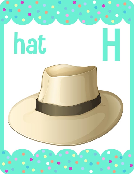 Vector gratuito flashcard del alfabeto con la letra h para sombrero