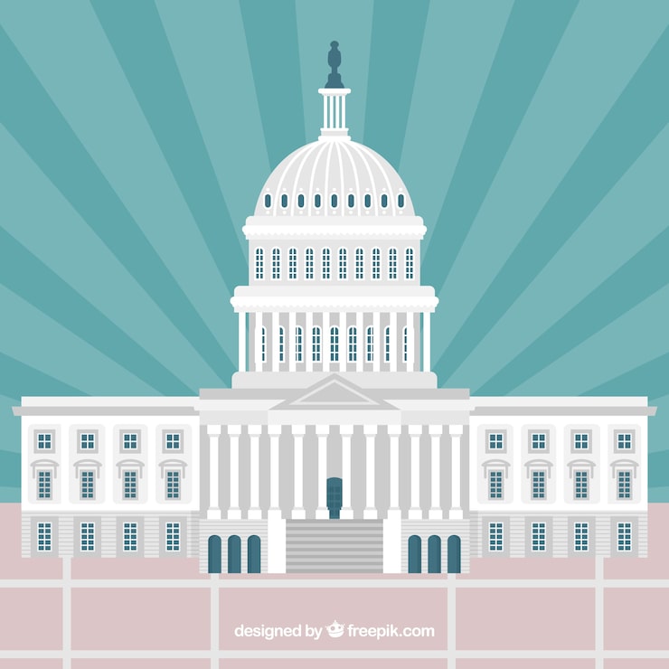 Vector gratuito fondo de congreso de los estados unidos en estilo plano