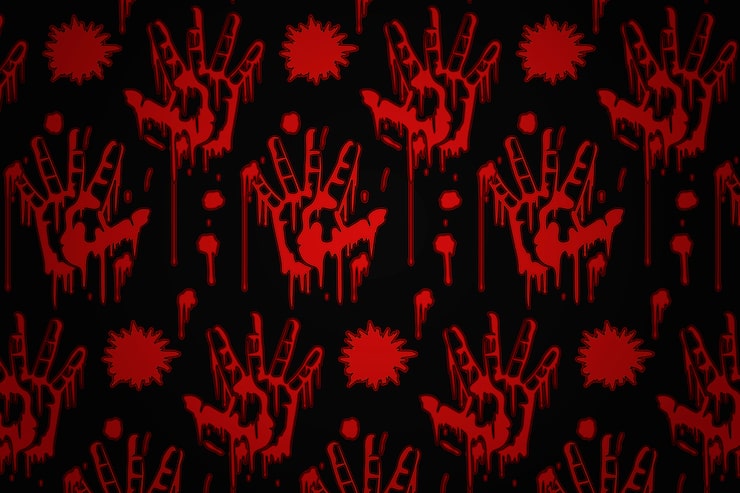 Vector gratuito fondo de huella de mano de sangre dibujado a mano