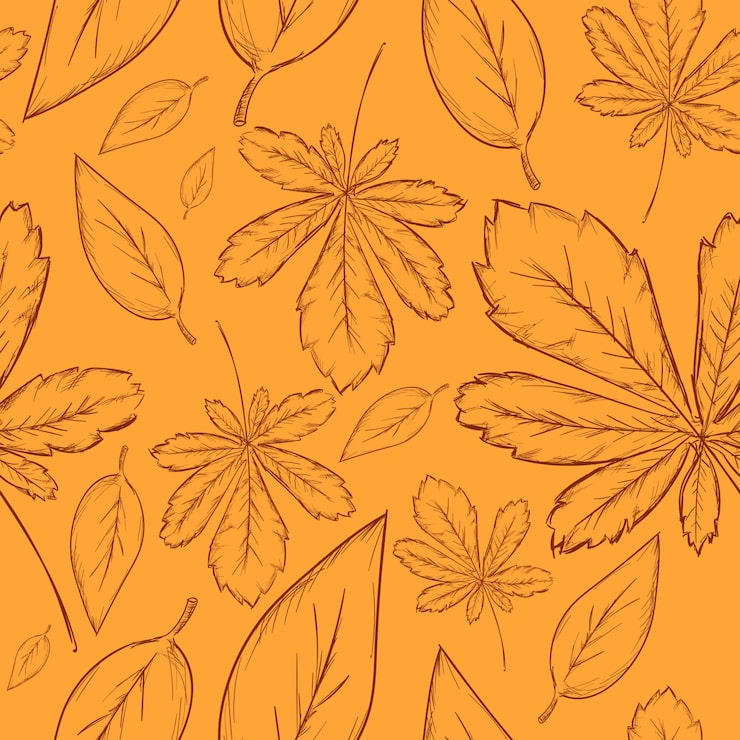 Vector gratuito fondo con patrón de hojas dibujado a mano
