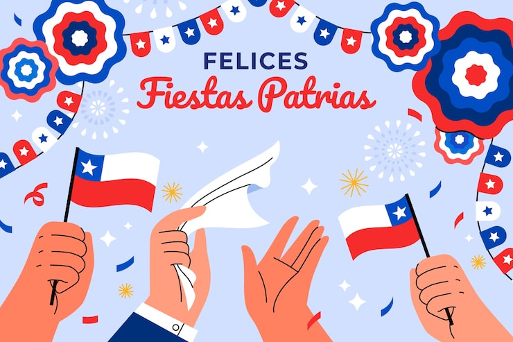 Vector gratuito fondo plano para celebraciones de fiestas patrias chilenas.