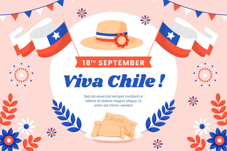 Vector gratuito fondo plano para celebraciones de fiestas patrias chilenas.
