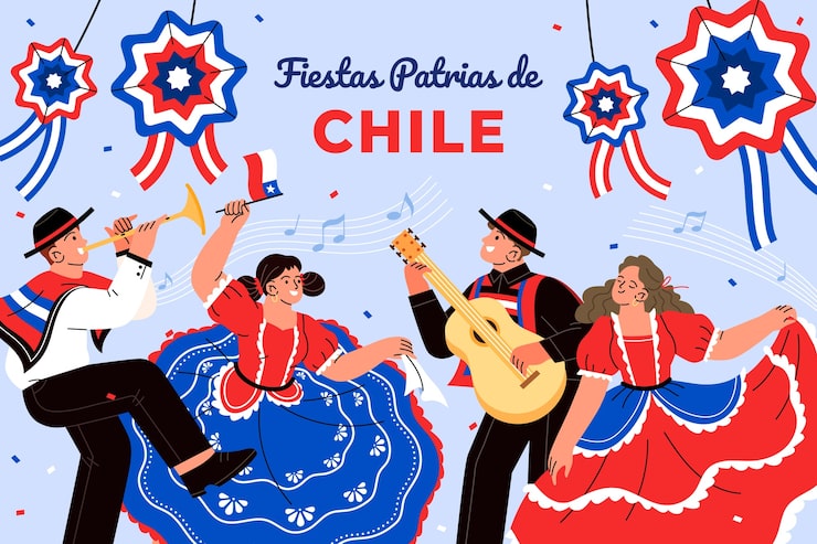 Vector gratuito fondo plano fiestas patrias chile