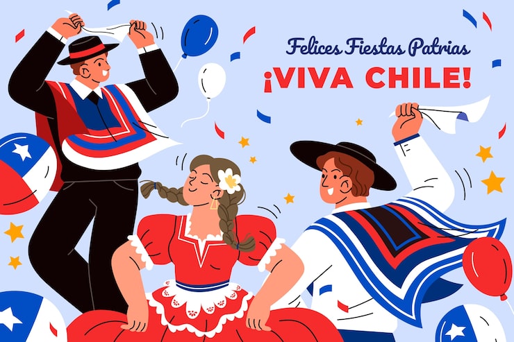 Vector gratuito fondo plano fiestas patrias chile
