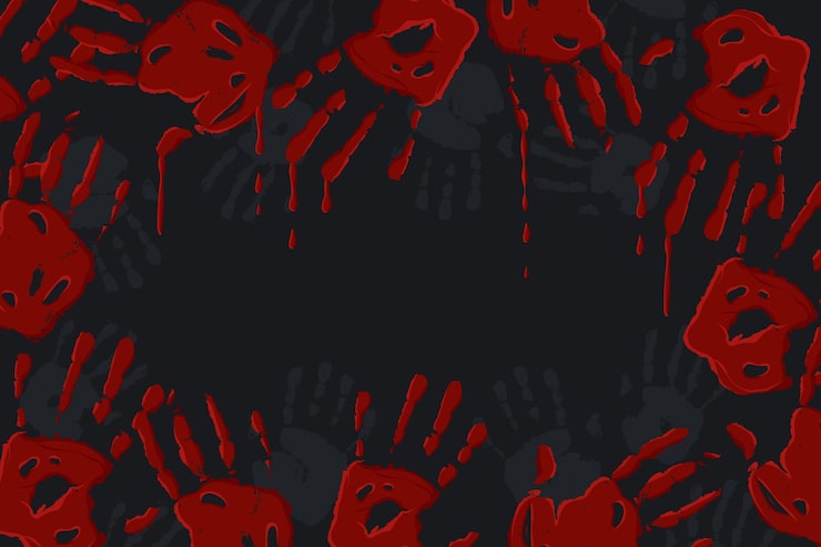 Vector gratuito fondo plano de huella de mano sangrienta