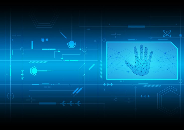 Vector gratuito fondo con seguridad de huella de mano