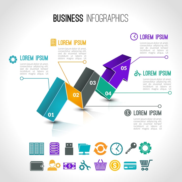 Vector gratuito gráficos de negocios infografía
