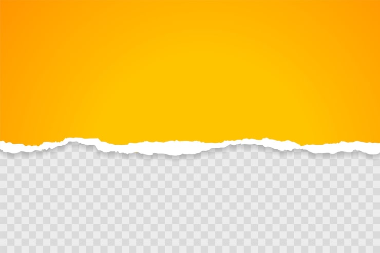 Vector gratuito hoja amarilla de papel rasgado sobre fondo transparente