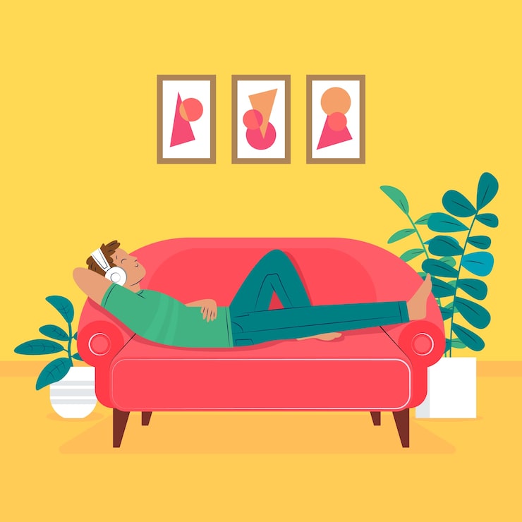 Vector gratuito un hombre relajante en casa