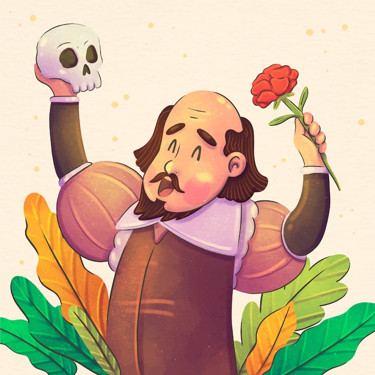 Vector gratuito ilustración acuarela de shakespeare