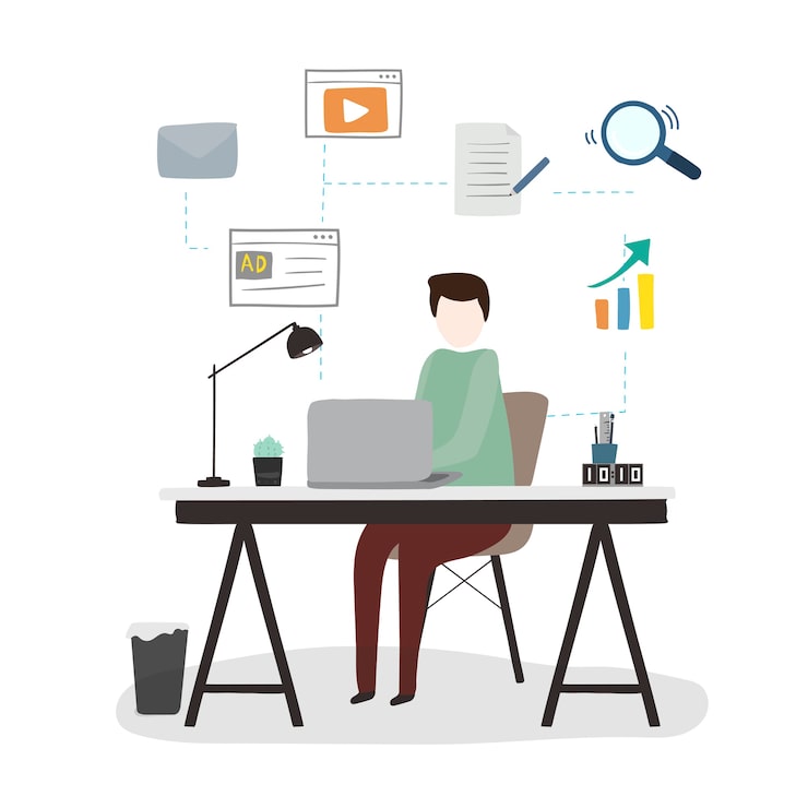 Vector gratuito ilustración del avatar humano usando tecnología