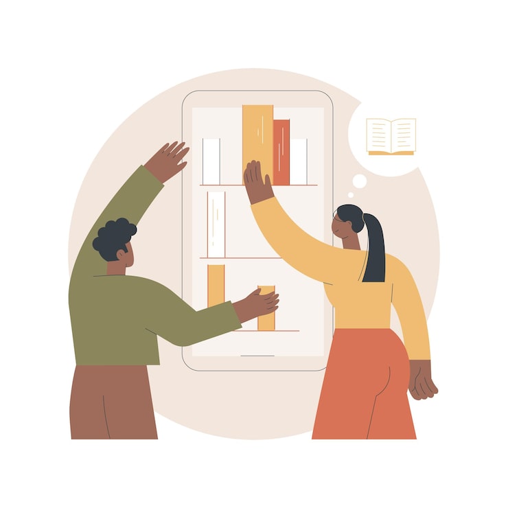 Vector gratuito ilustración de la biblioteca electrónica