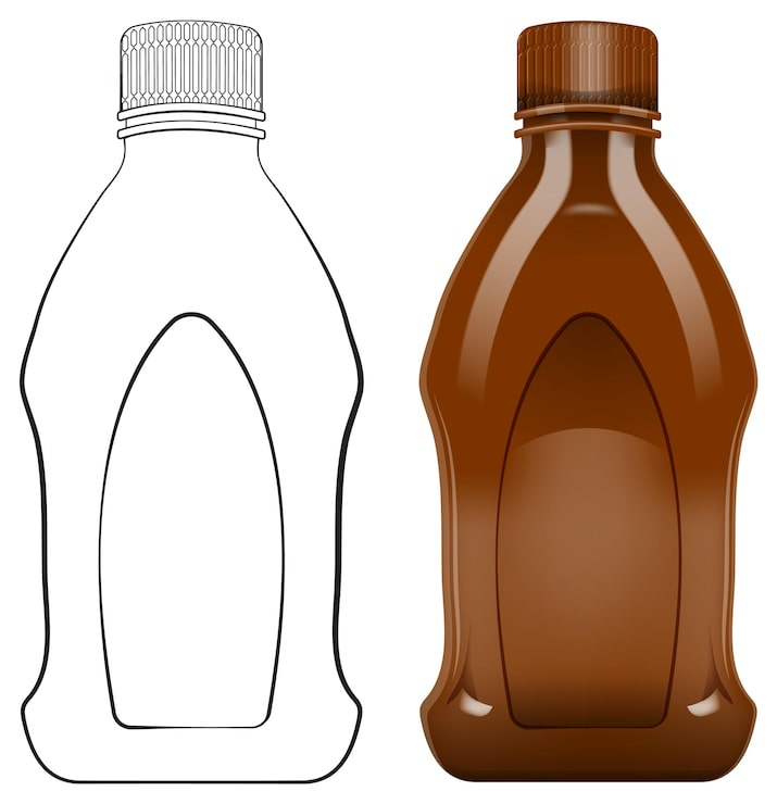 Vector gratuito ilustración de una botella de jarabe de chocolate