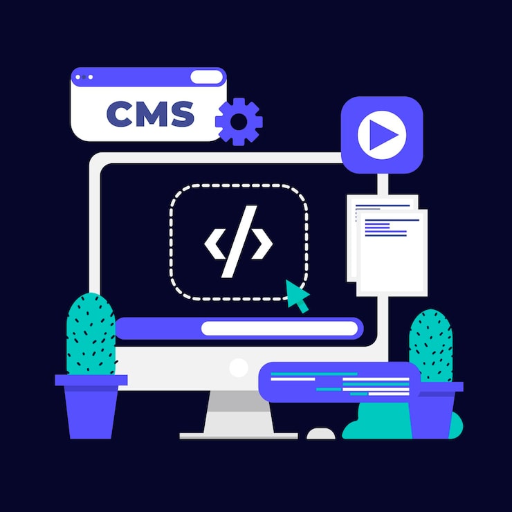 Vector gratuito ilustración de cms de diseño plano